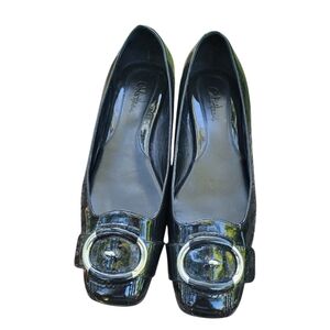 Cole Haan Nike AIR Black Patent Leather Flats with Silver Buckle SIZE 8